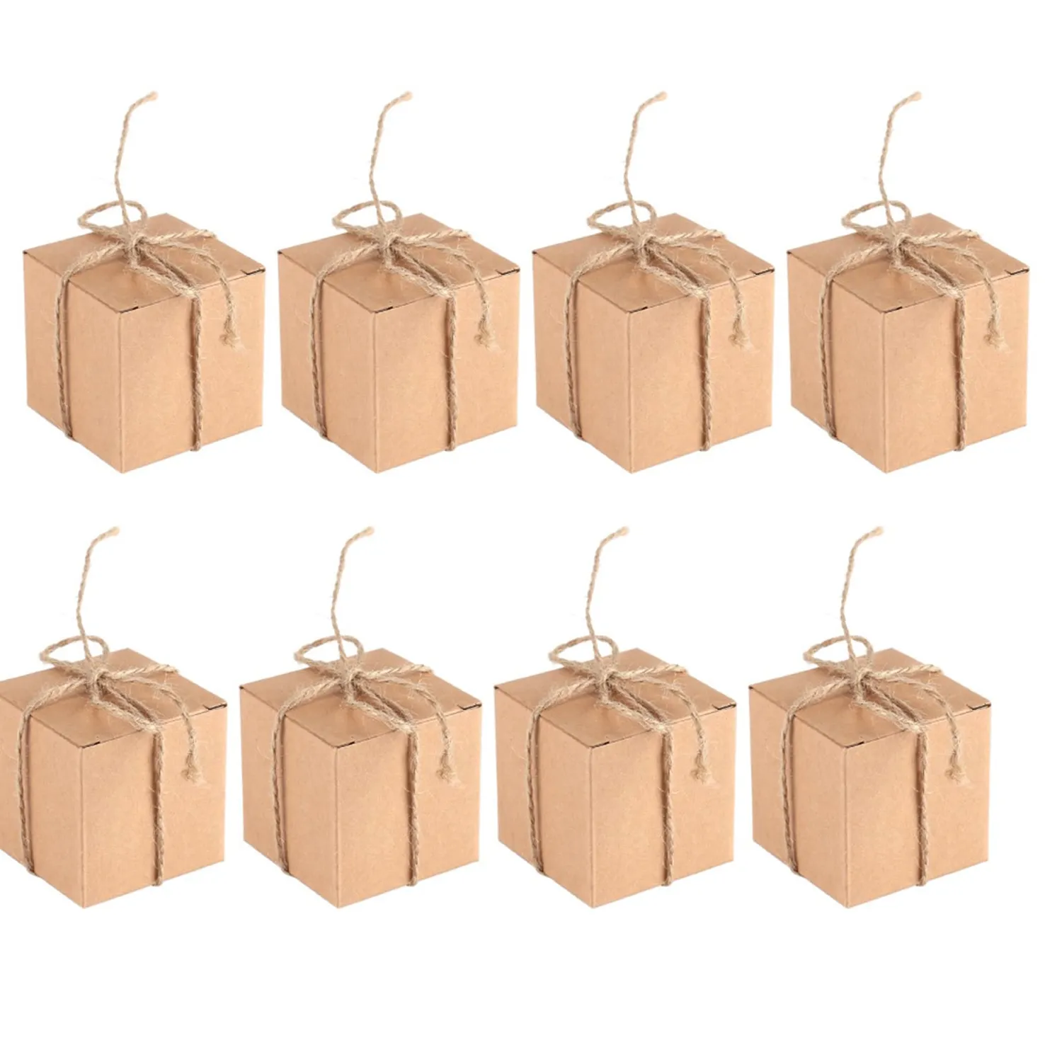 Garosa boîtes à bonbons kraft 5 x 5 x 5 cm, lot de 50, avec ficelle