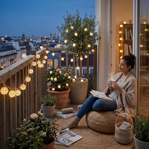 Garosa guirlande boule rotin 20 LED 3 m blanc chaud à piles