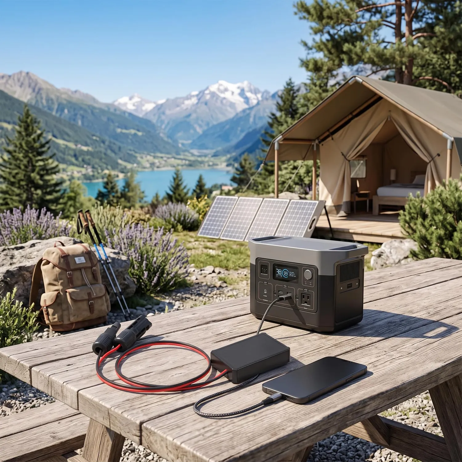 Garosa Convertisseur panneau solaire USB avec ports USB-C et DC