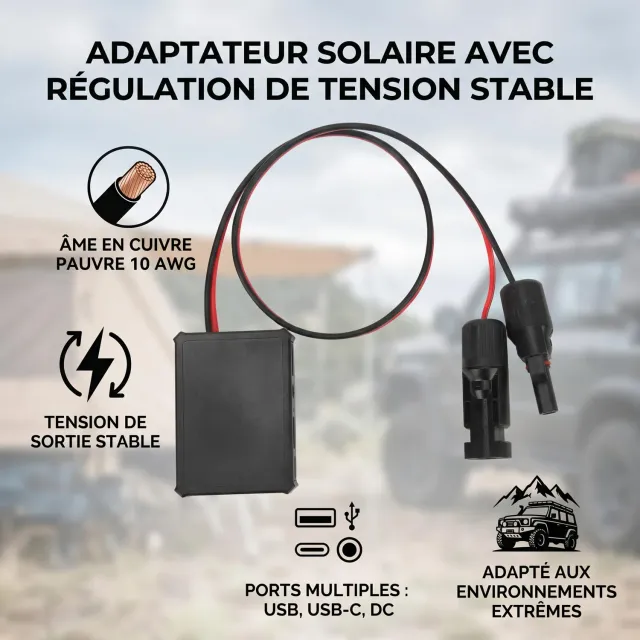 Garosa Convertisseur panneau solaire USB avec ports USB-C et DC