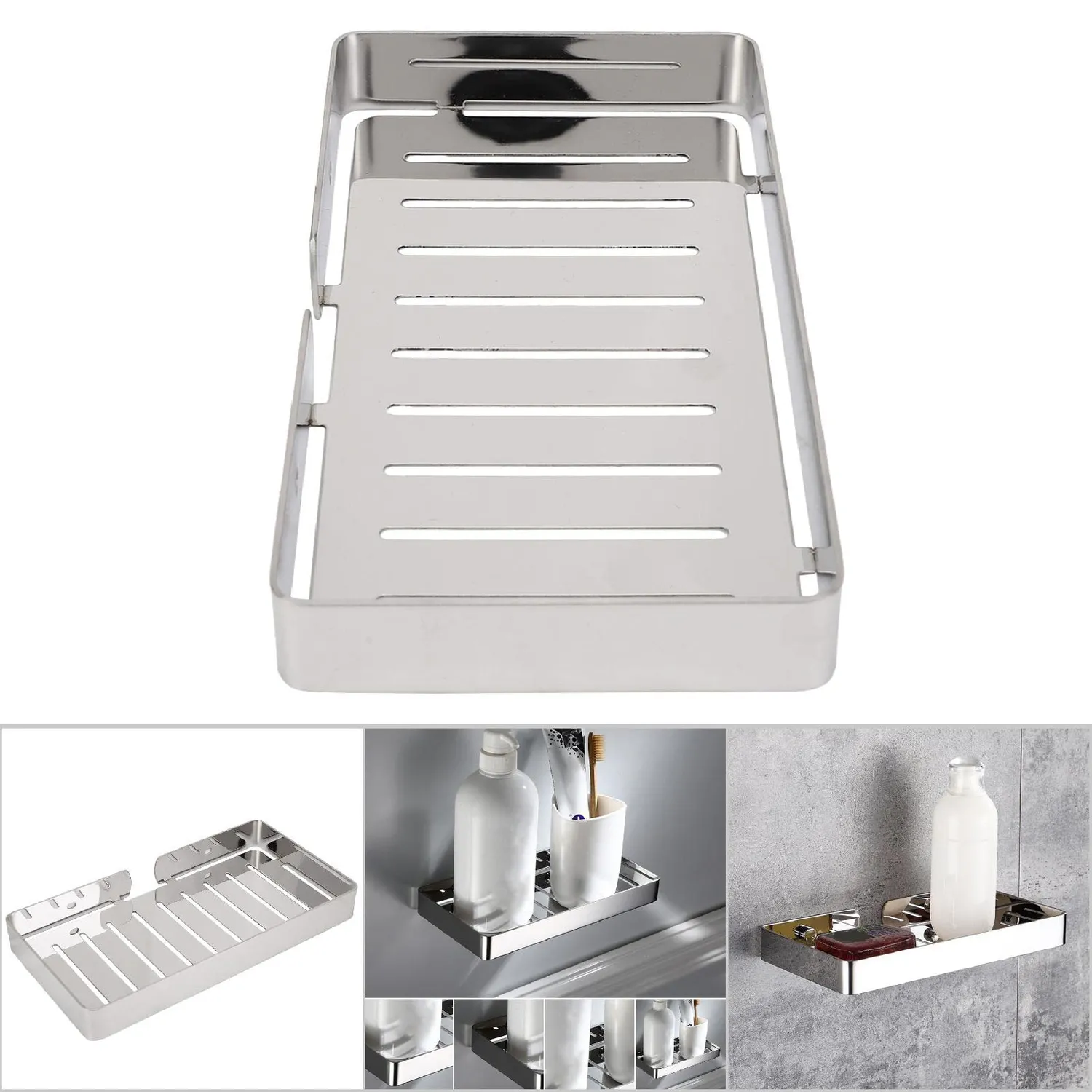 Garosa étagère de salle de bain porte-savon murale argentée 23 cm, acier inoxydable 304