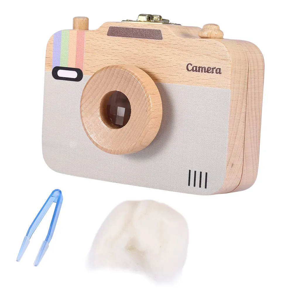 Garosa boîte à dents de bébé en bois grise