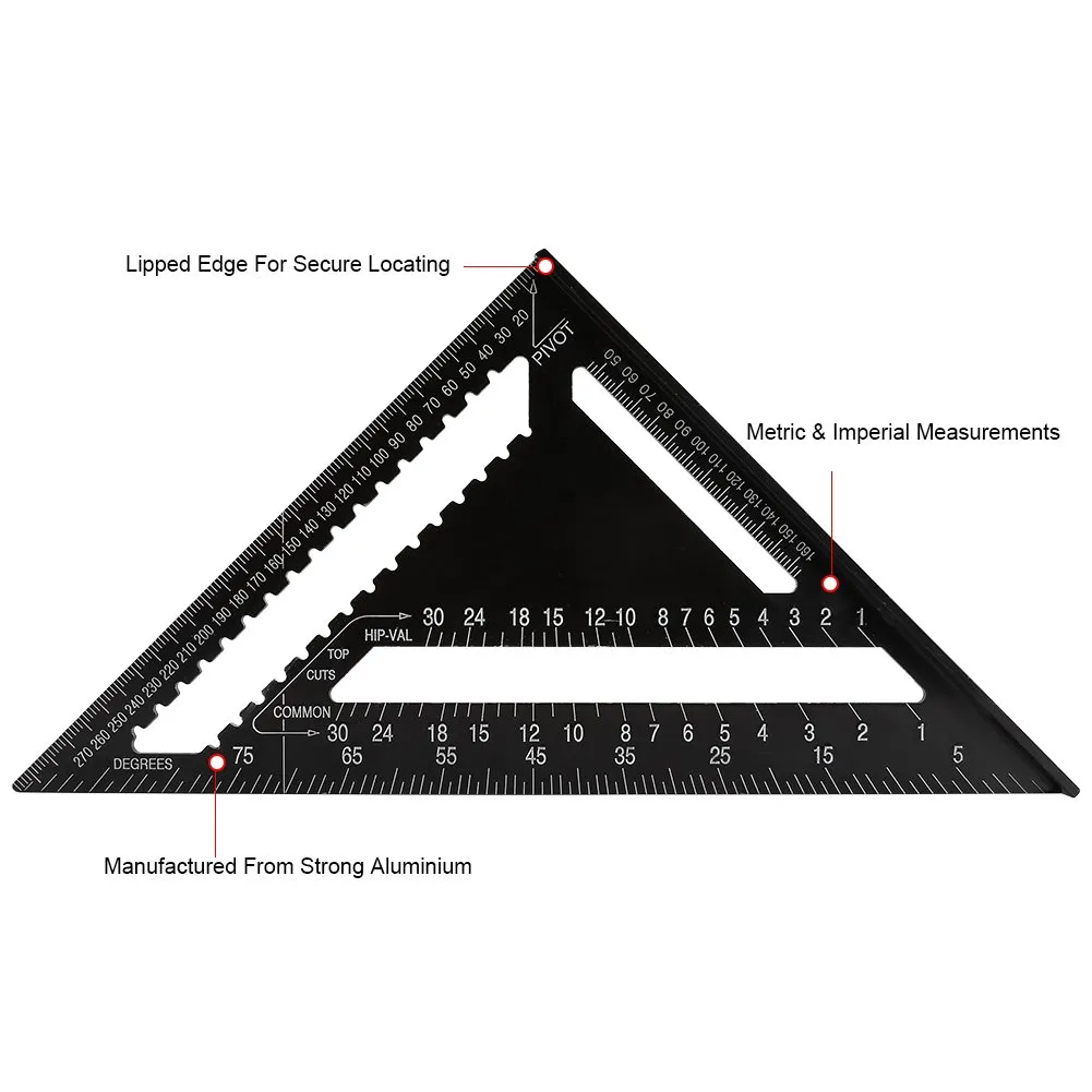 Garosa équerre de charpentier triangulaire 300 mm aluminium noir