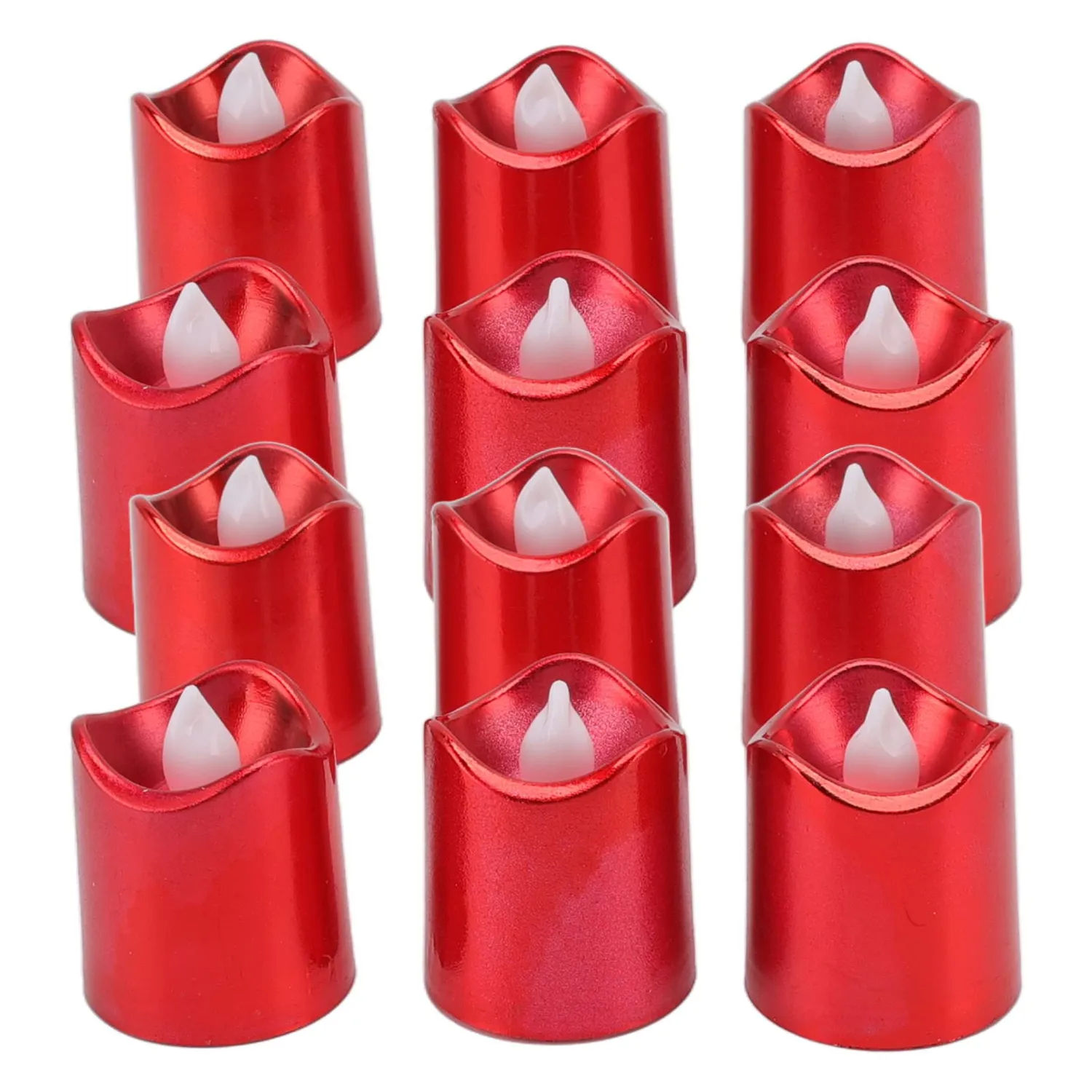 Garosa Bougies chauffe-plat LED rouges 12 pièces lumière chaude