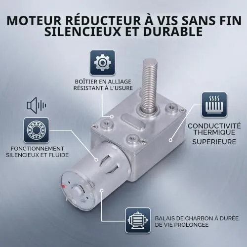 Garosa JGY-370 moteur réducteur 12 V 10 tr/min, arbre M8