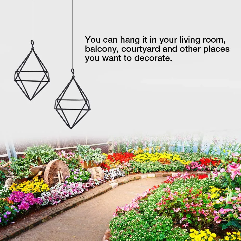 Garosa Support Plante Mural Triangulaire Fil Fer Noir