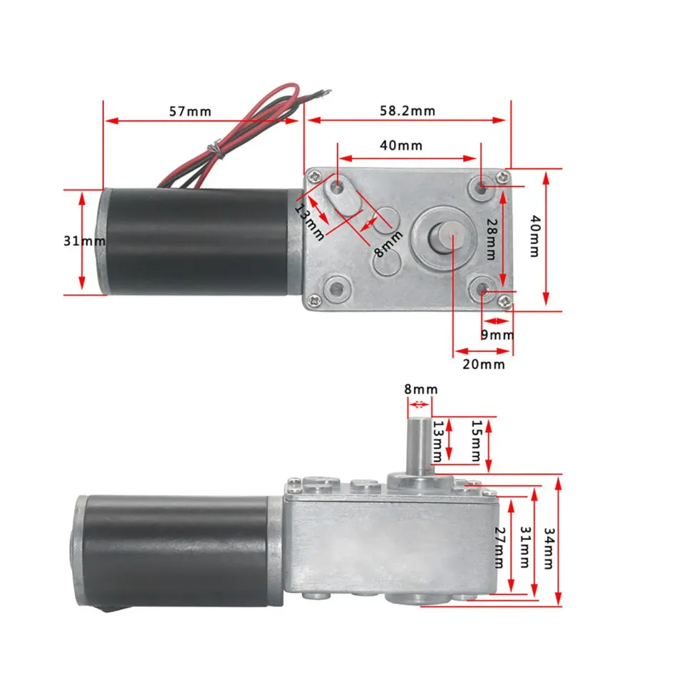 Garosa moteur à vis sans fin 12 V 50 RPM, arbre 8 mm