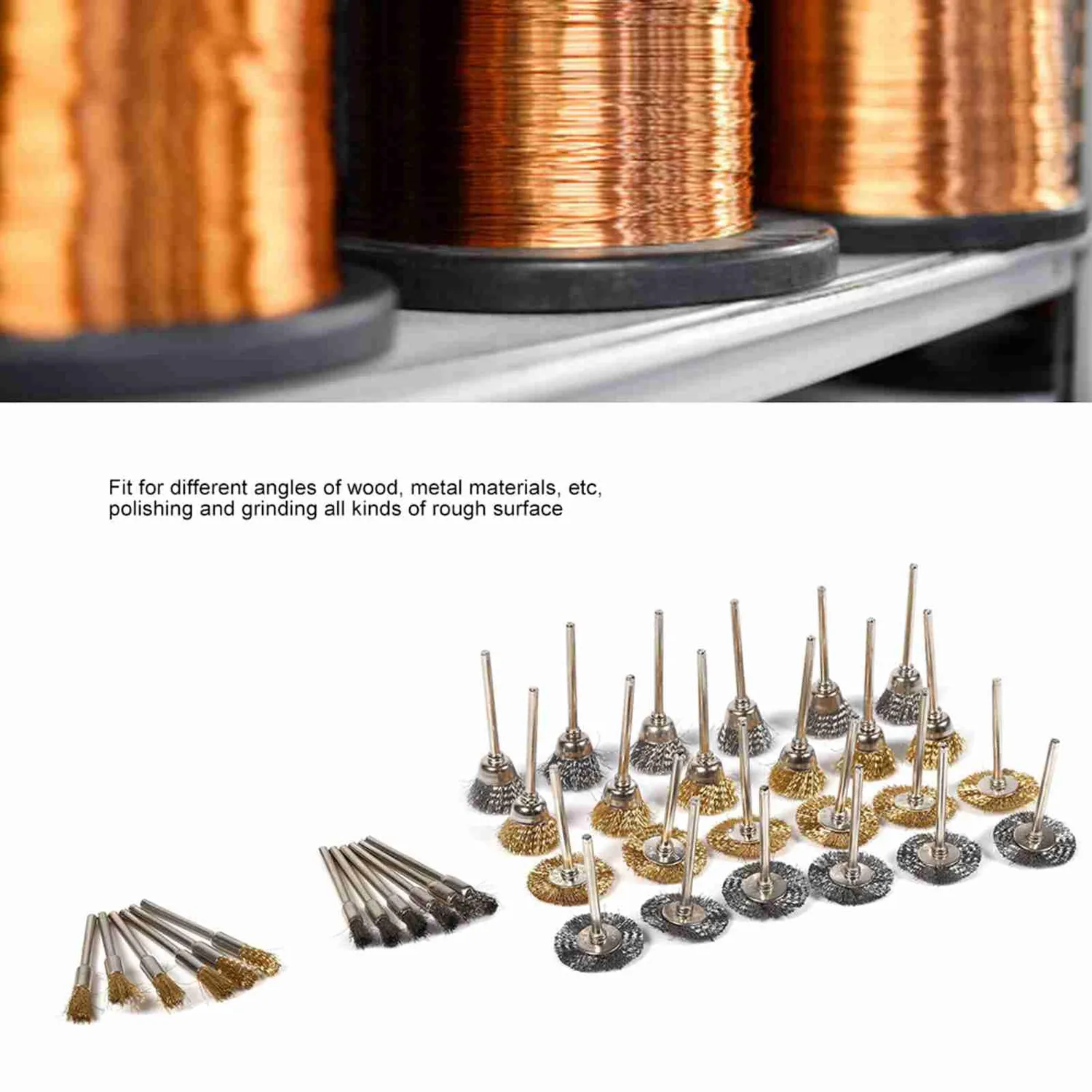 Garosa kit 36 brosses métalliques pour perceuse laiton et acier