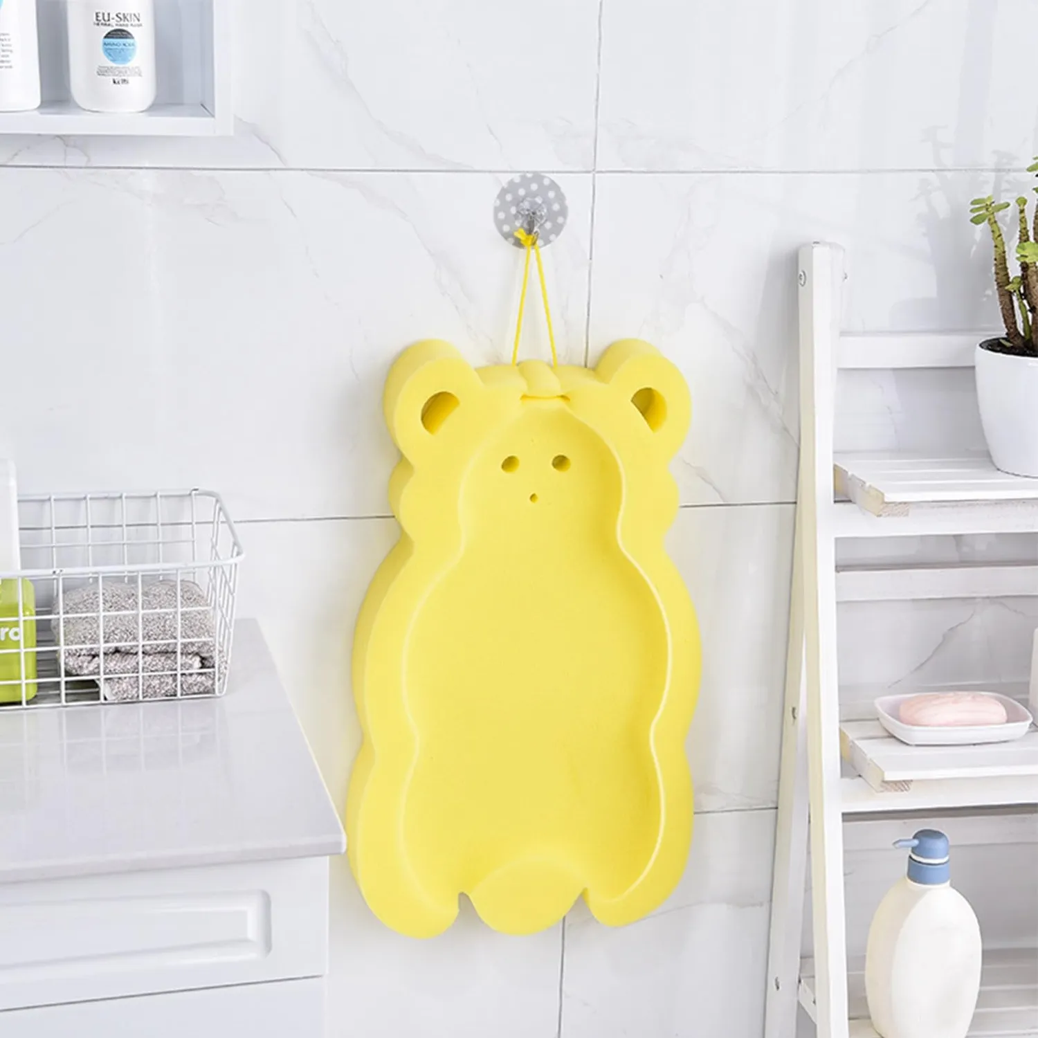 Garosa coussin de bain bébé jaune en éponge antidérapant