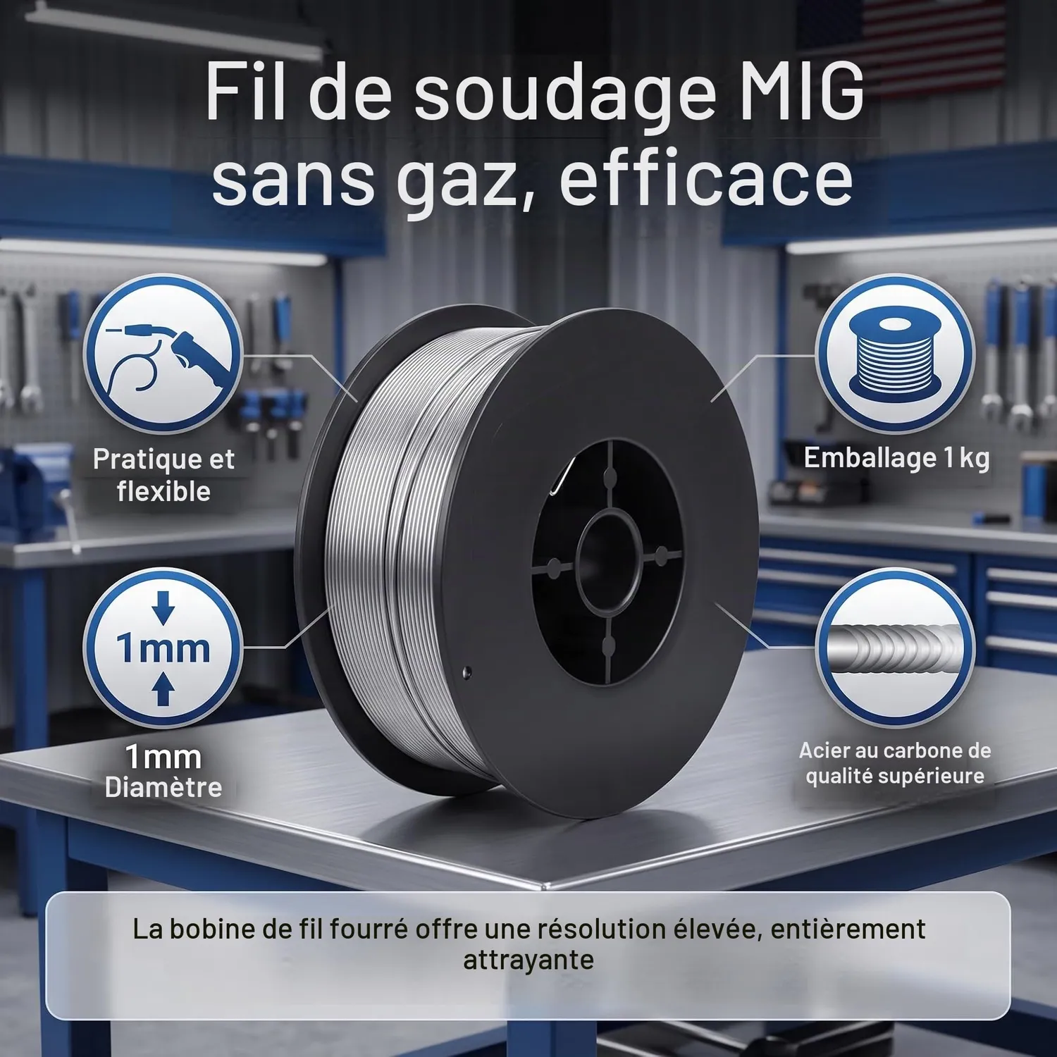 Garosa Fil soudage MIG fourré sans gaz 1 mm 1 kg