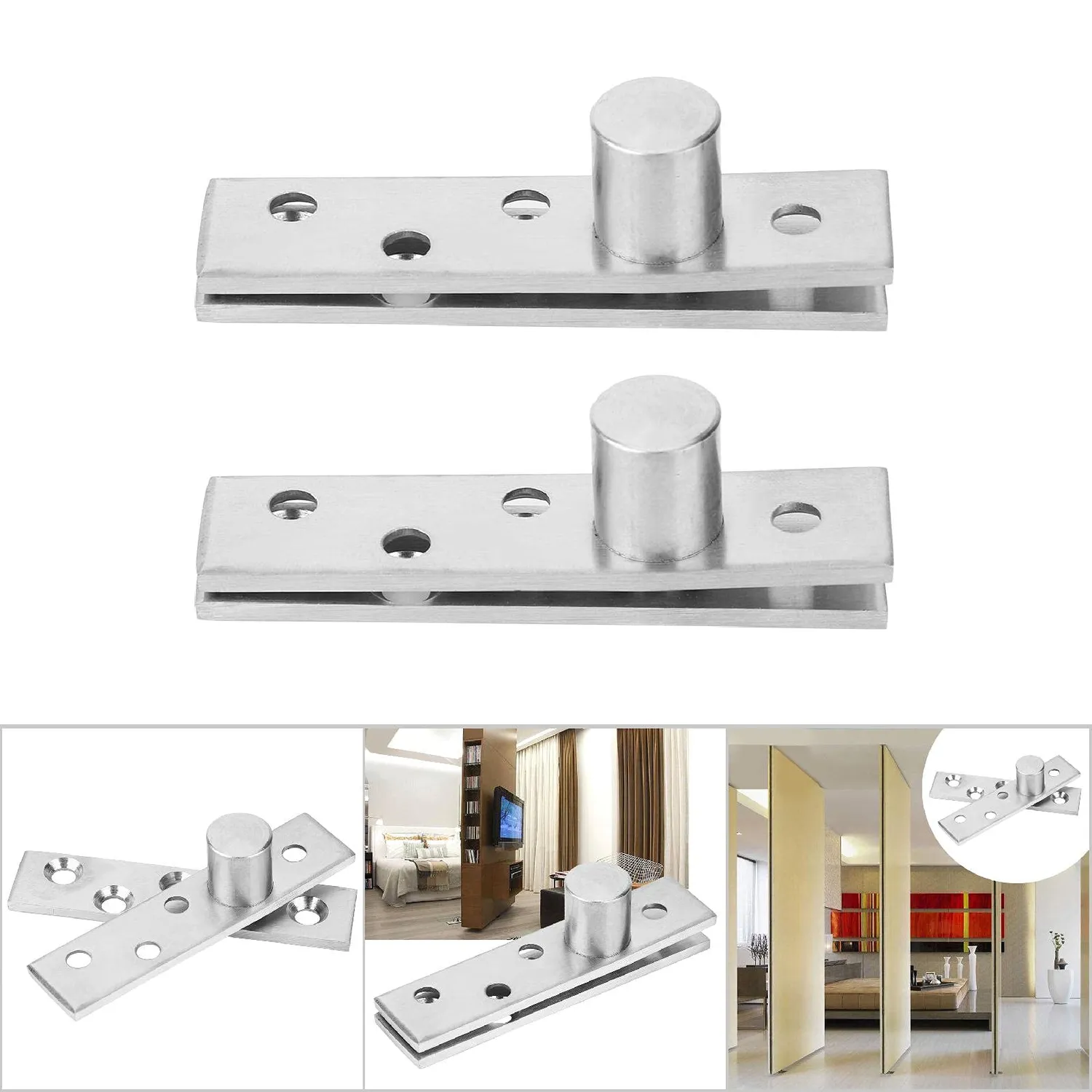 Garosa charnière pivotante 360° 75 mm arbre excentrique inox 2 pièces