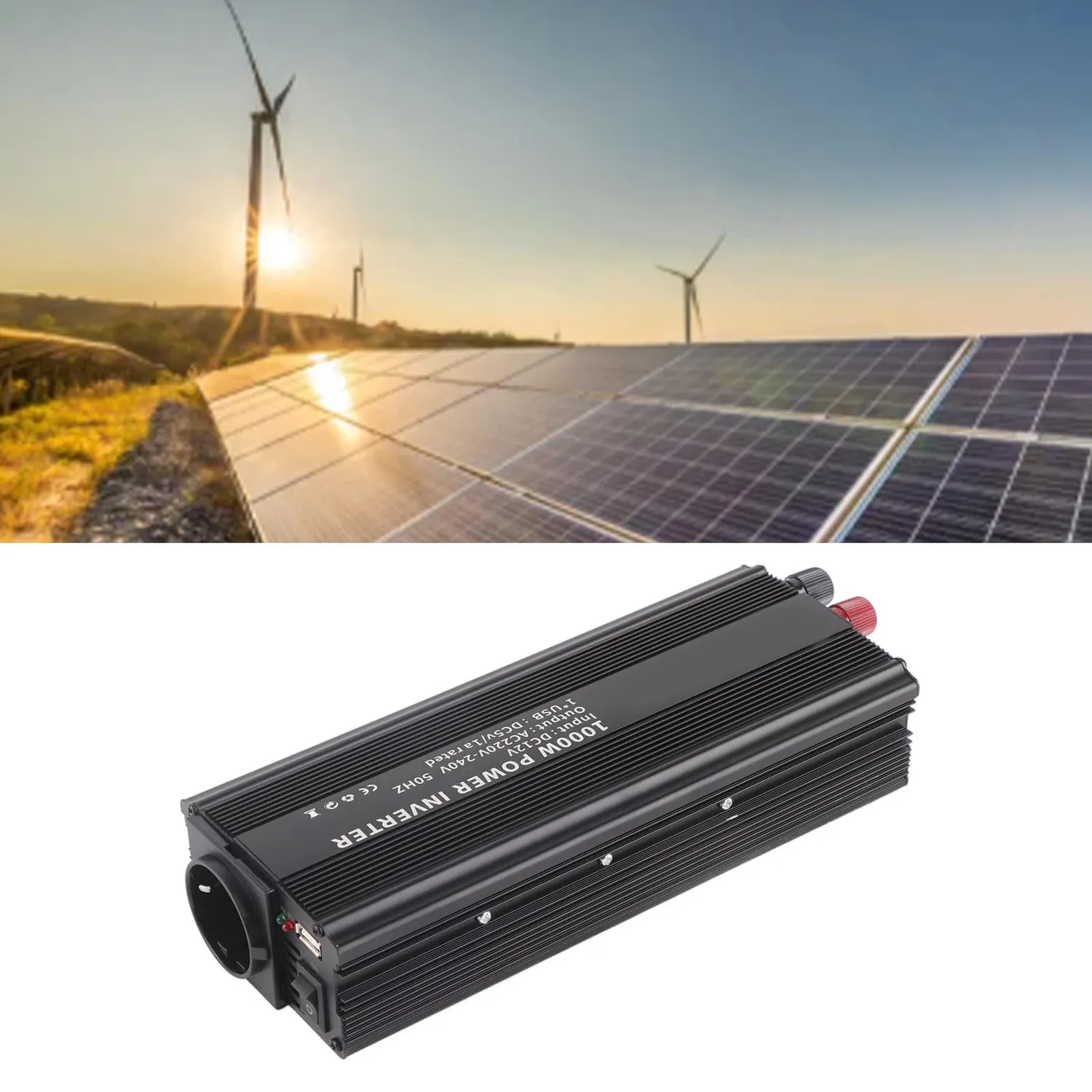 Garosa onduleur sinus pur 12 V 220 V 1000 W en alliage d’aluminium