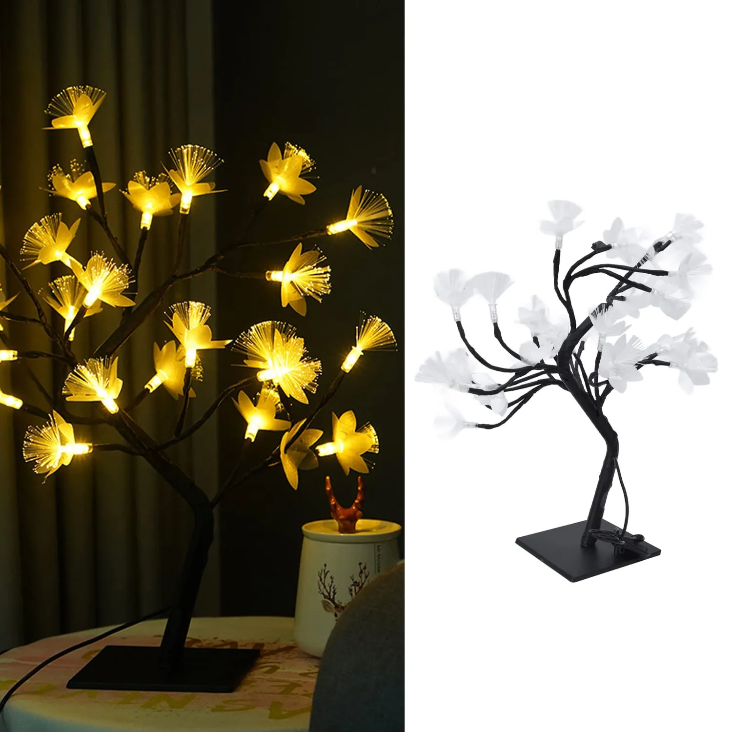 Garosa Bonsaï LED 24 lumières USB blanc chaud 36 cm