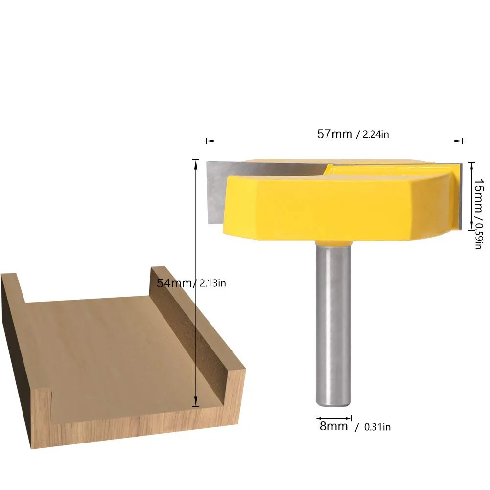 Garosa fraise à raboter le fond 8 × 57 mm, queue 8 mm