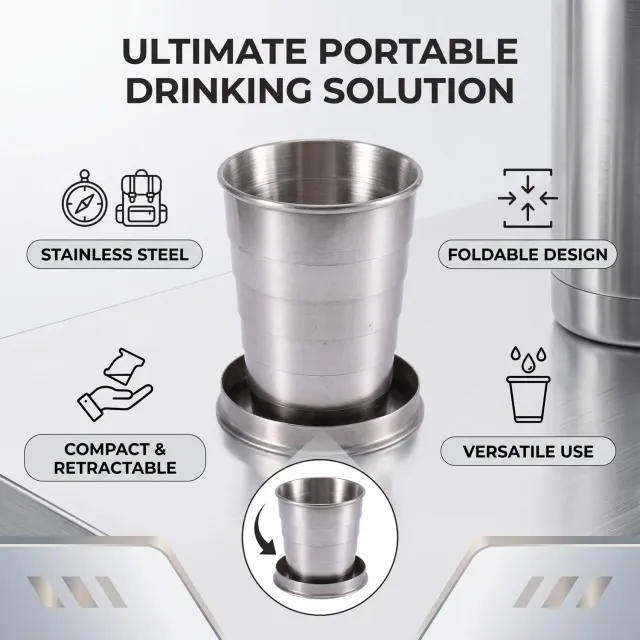 Garosa tasse pliable télescopique 75 ml acier inoxydable lot de 1