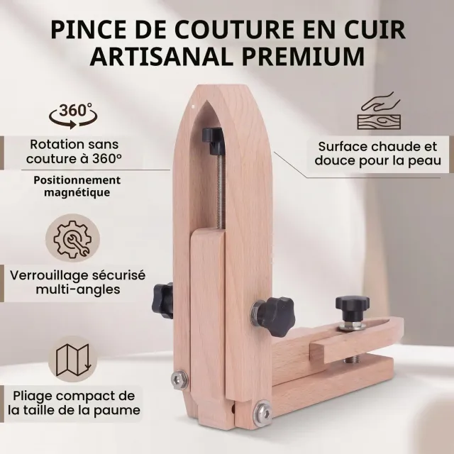 Garosa poney de couture en hêtre pliable rotatif pour cuir