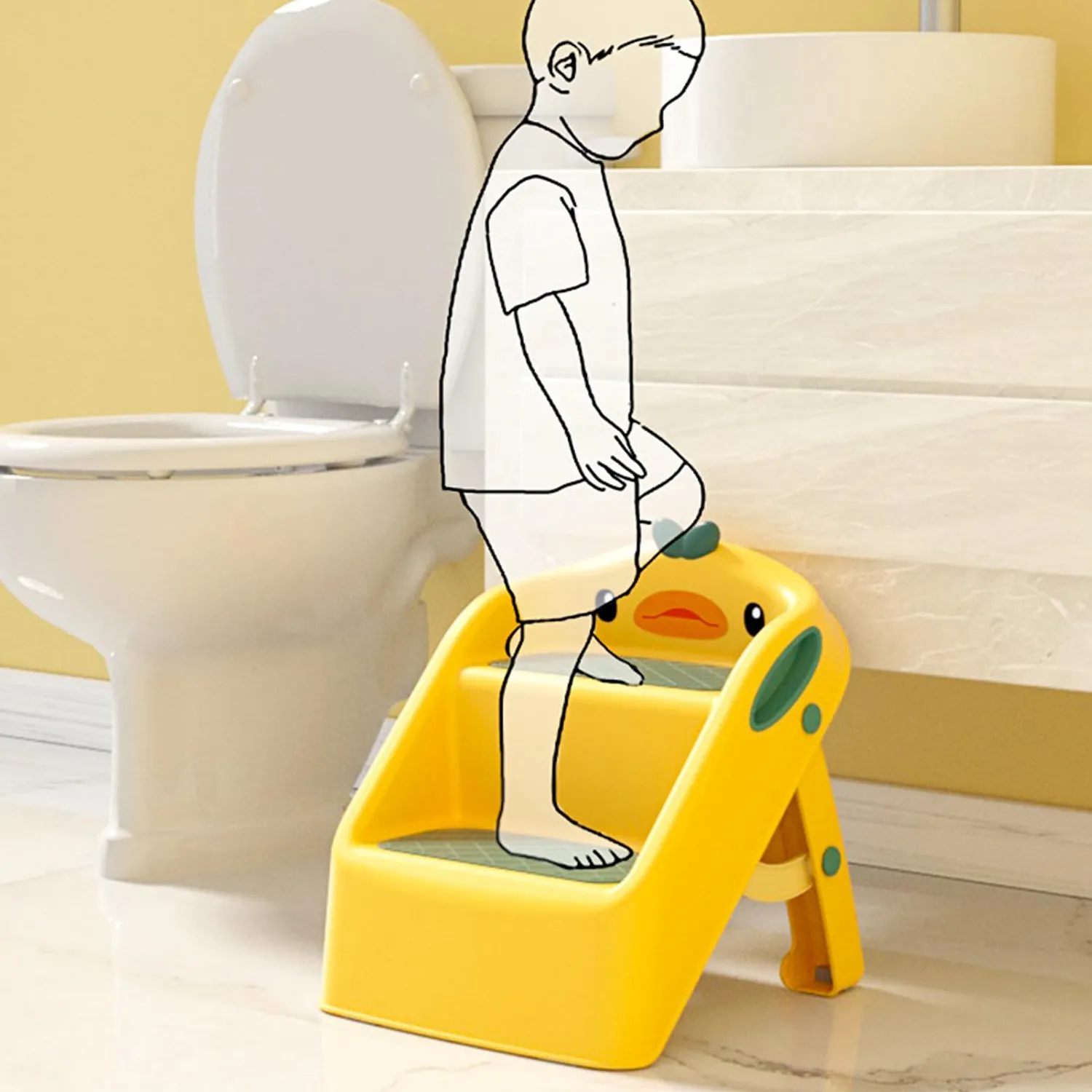 Garosa tabouret 2 marches enfant 3 en 1 pliable antidérapant