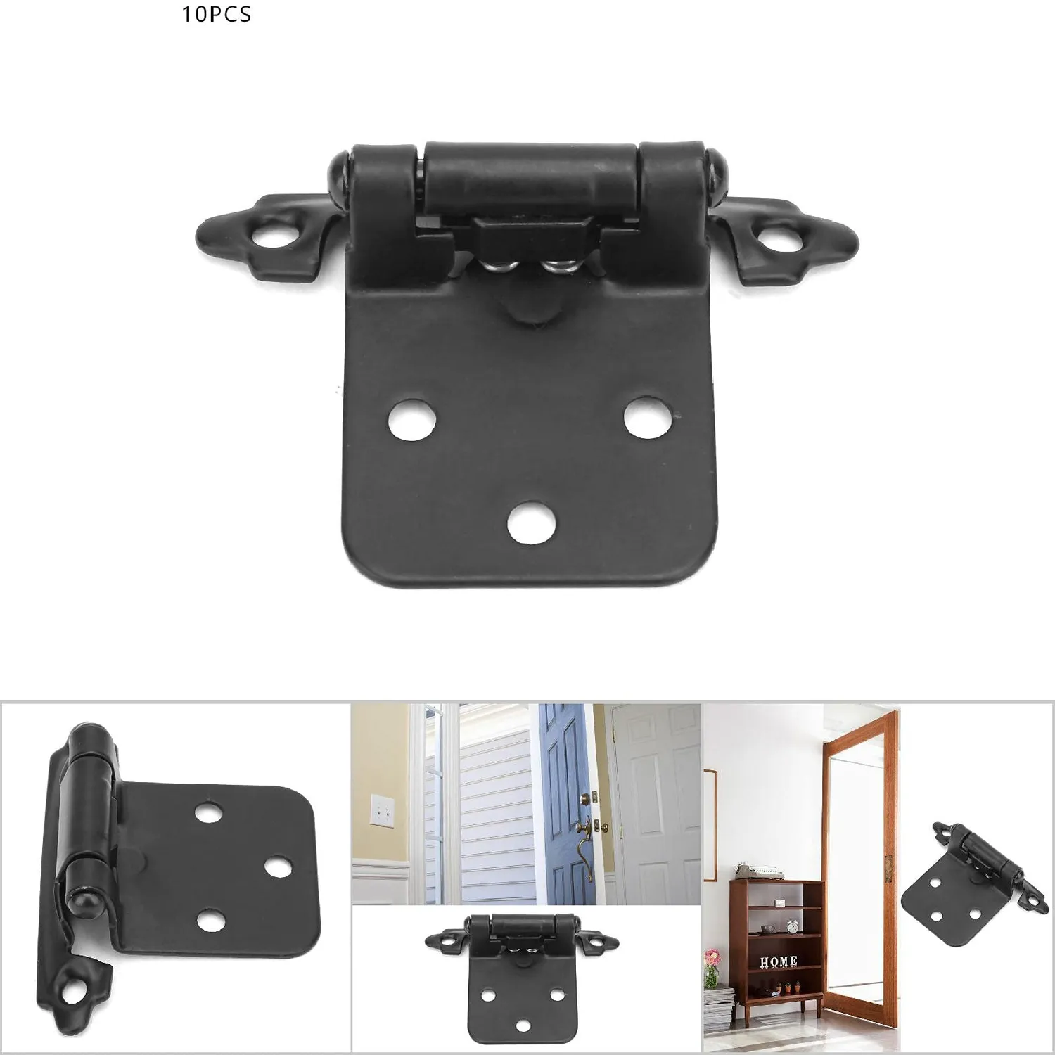 Garosa charnières ressort noires auto-fermeture 10 pcs