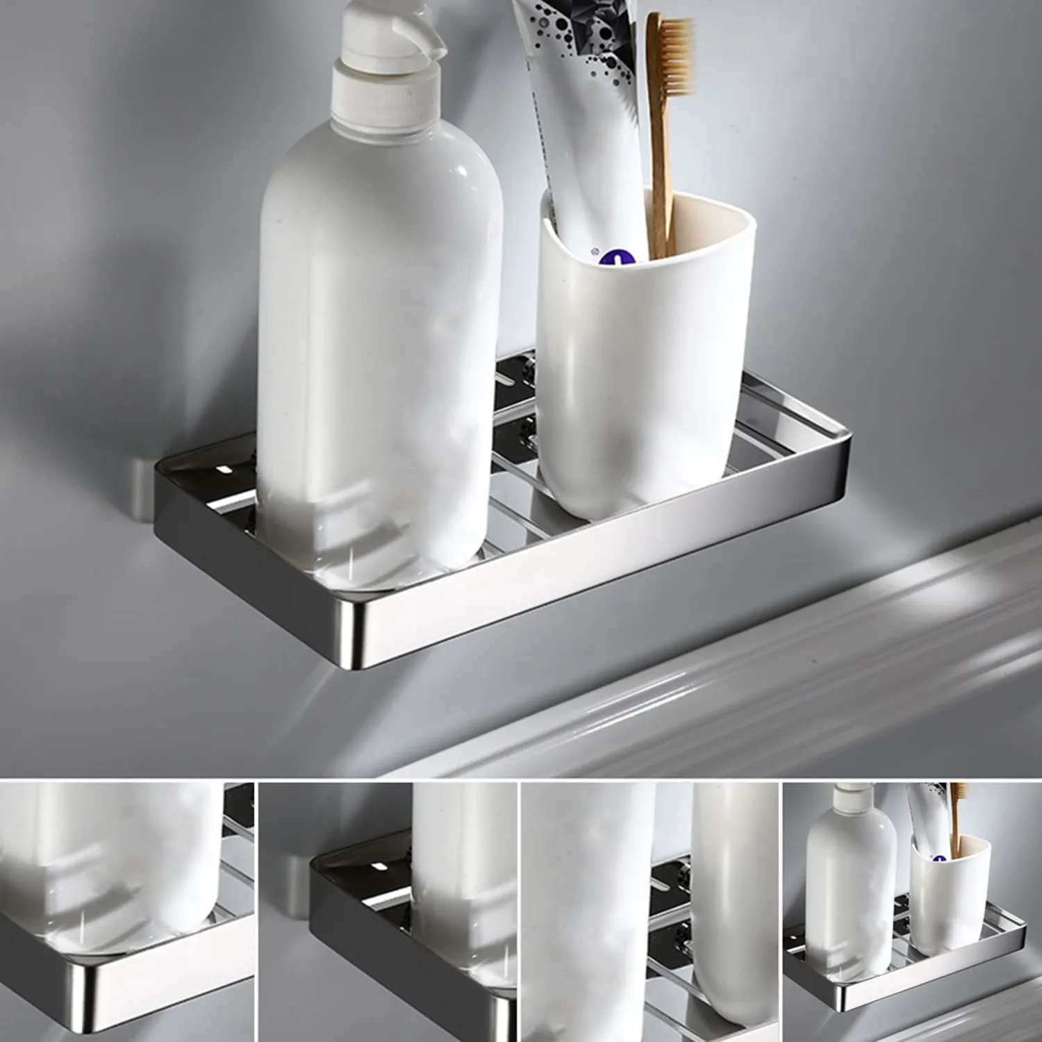 Garosa étagère de salle de bain porte-savon murale argentée 23 cm, acier inoxydable 304