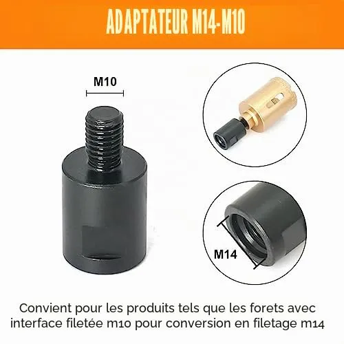 Garosa adaptateurs de foret M10 M14, lot de 2 en acier allié
