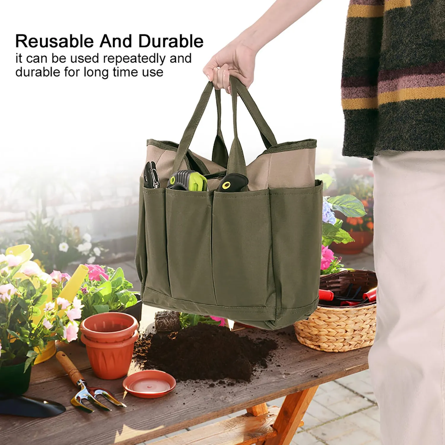 Garosa Sac de rangement de jardinage avec petit sac amovible