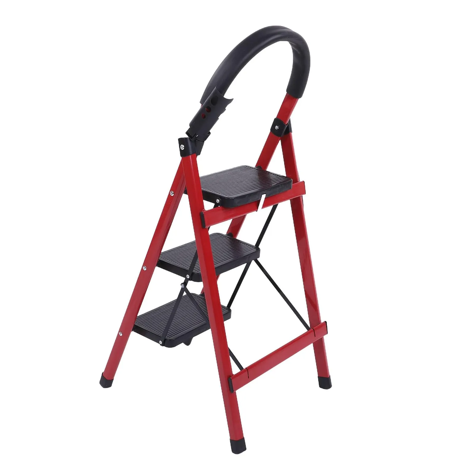 Garosa 3 marches escabeau pliant rouge 400 kg avec rampe