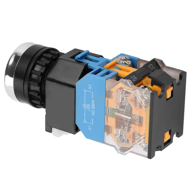 Garosa bouton-poussoir momentané 22 mm 220 V LED verte tête plate