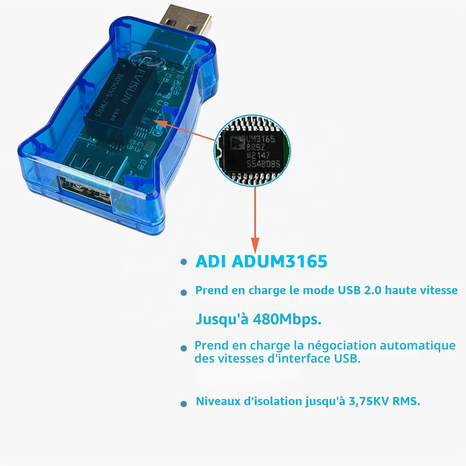 DSD TECH SH-G01B isolateur USB 2.0 480 Mbps