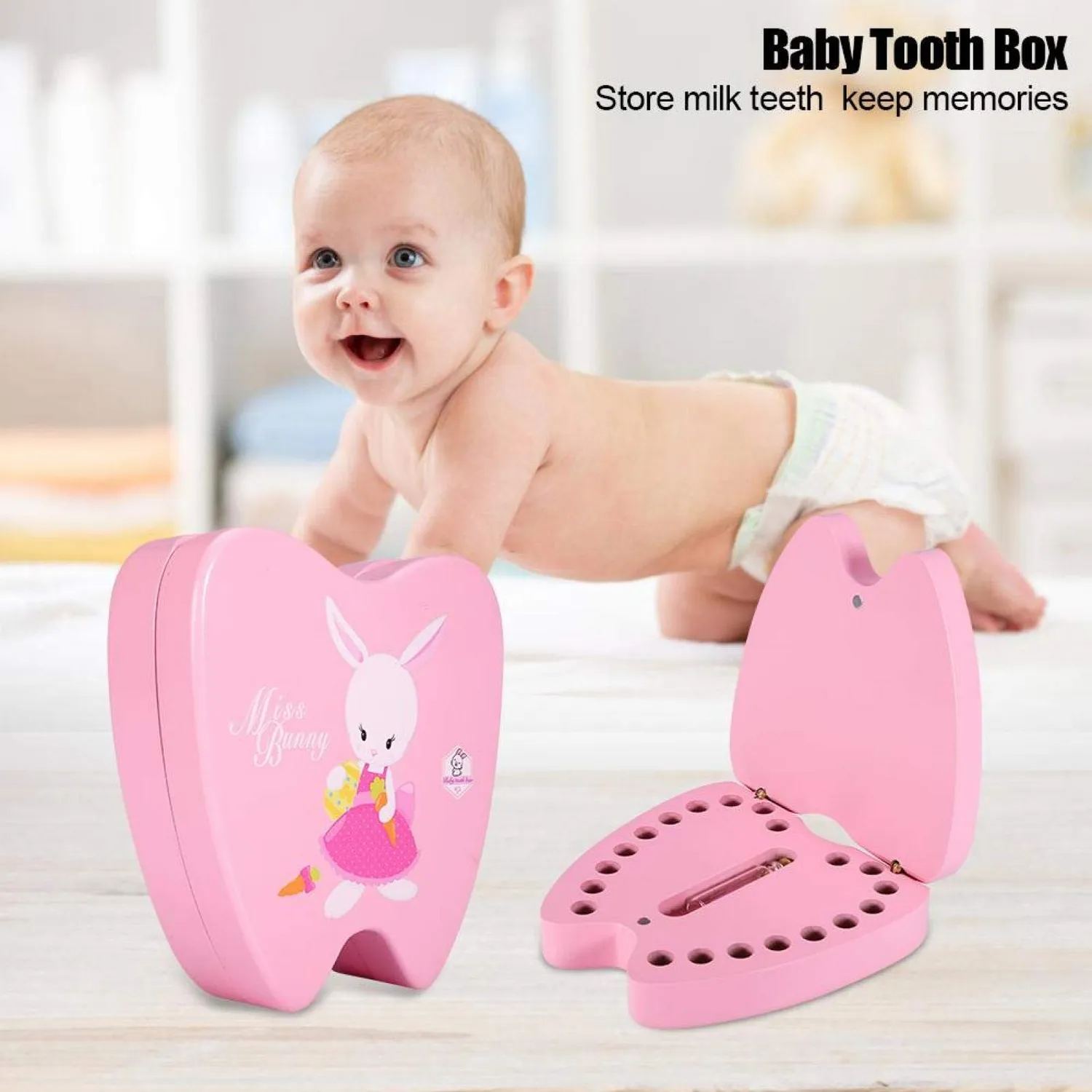 Garosa boîte à dents de bébé en bois 20 compartiments