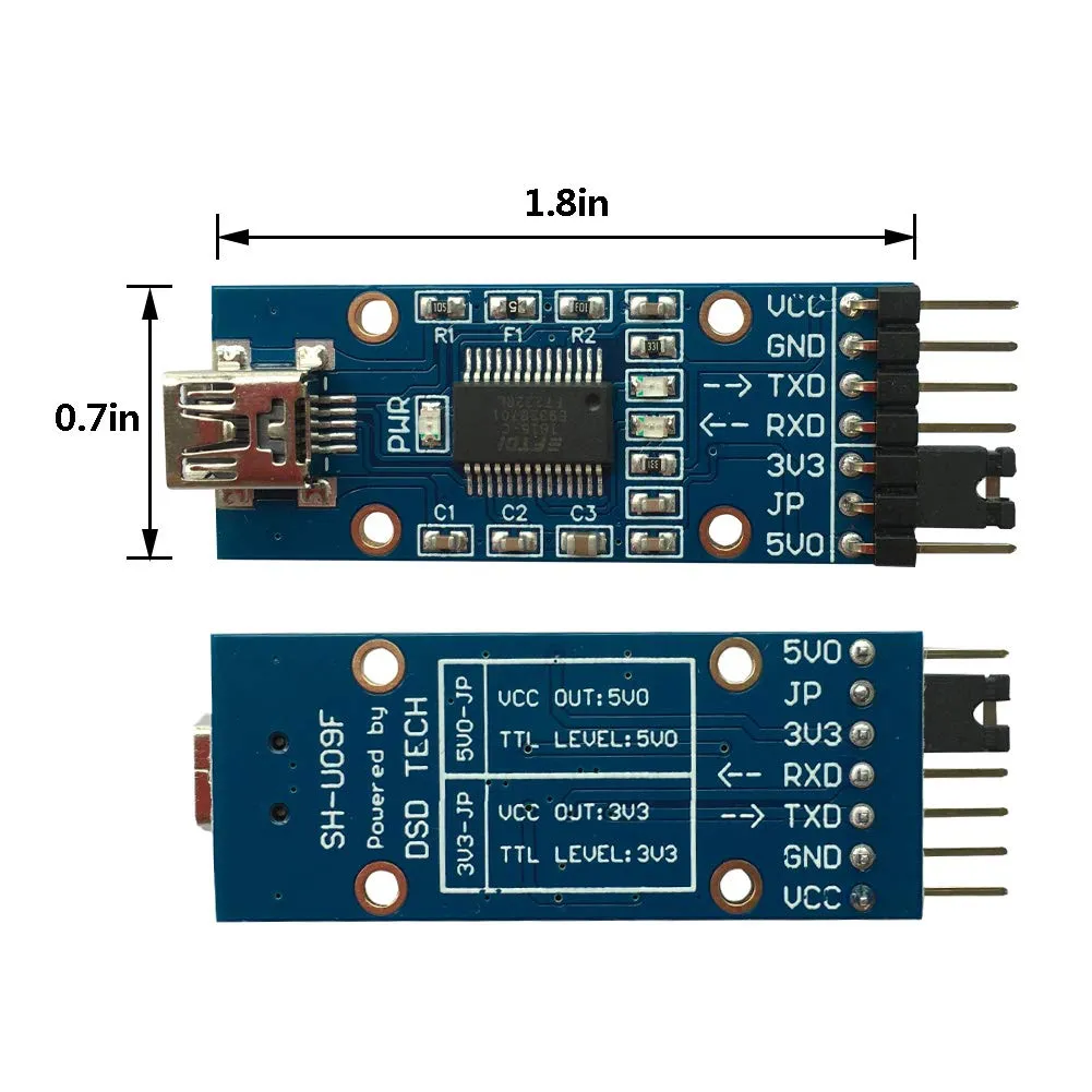 PLC Tech DSD TECH SH-U09F adaptateur USB TTL Mini-USB 3,3/5 V