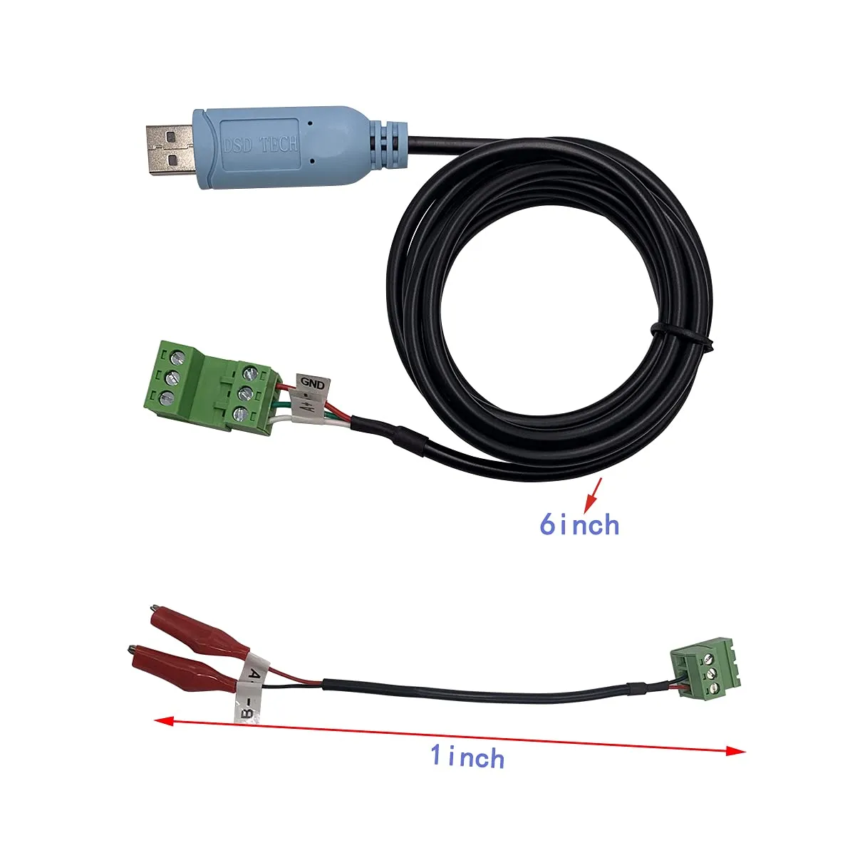 PLC Tech SH-U15 câble USB RS485 à pinces crocodile semi-duplex