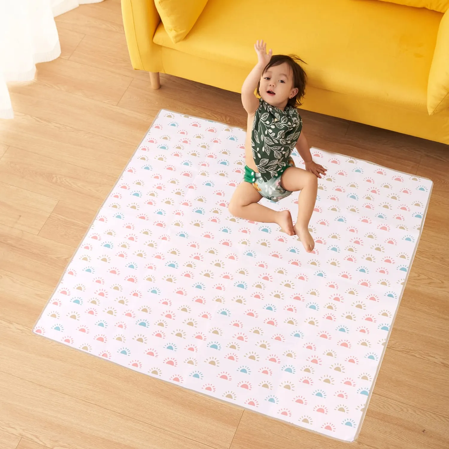 Garosa tapis chaise haute bébé 110x110cm réversible imperméable