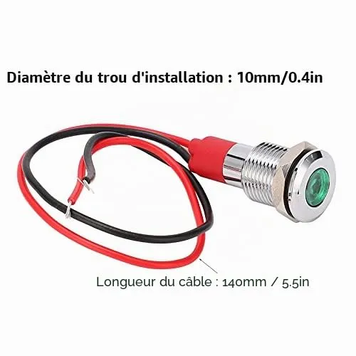 Garosa Voyant LED métallique 220 V vert étanche