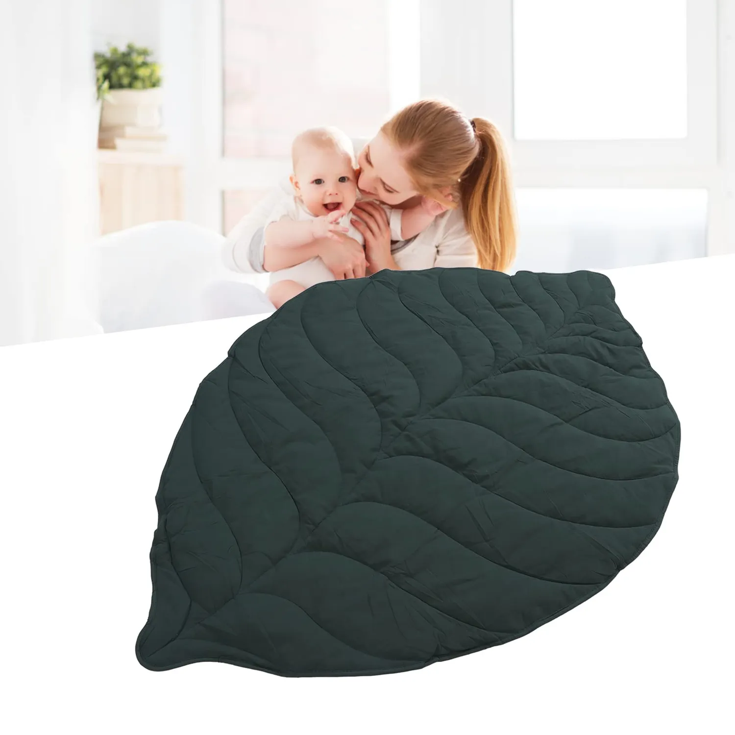 Garosa tapis de jeu bébé feuille verte 143 × 107 cm en coton