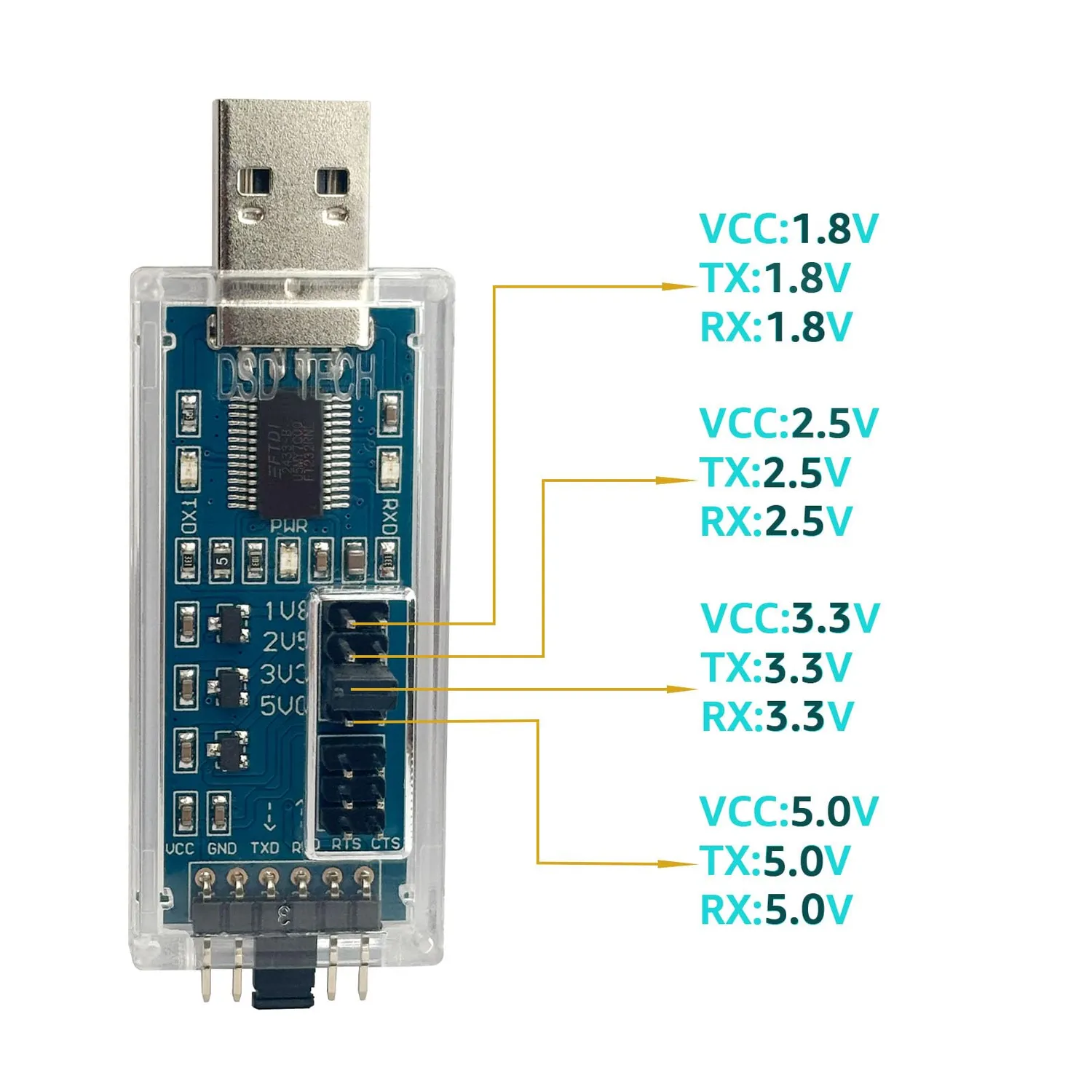 DSD TECH SH-U09C5 adaptateur USB TTL FTDI 1,8–5 V