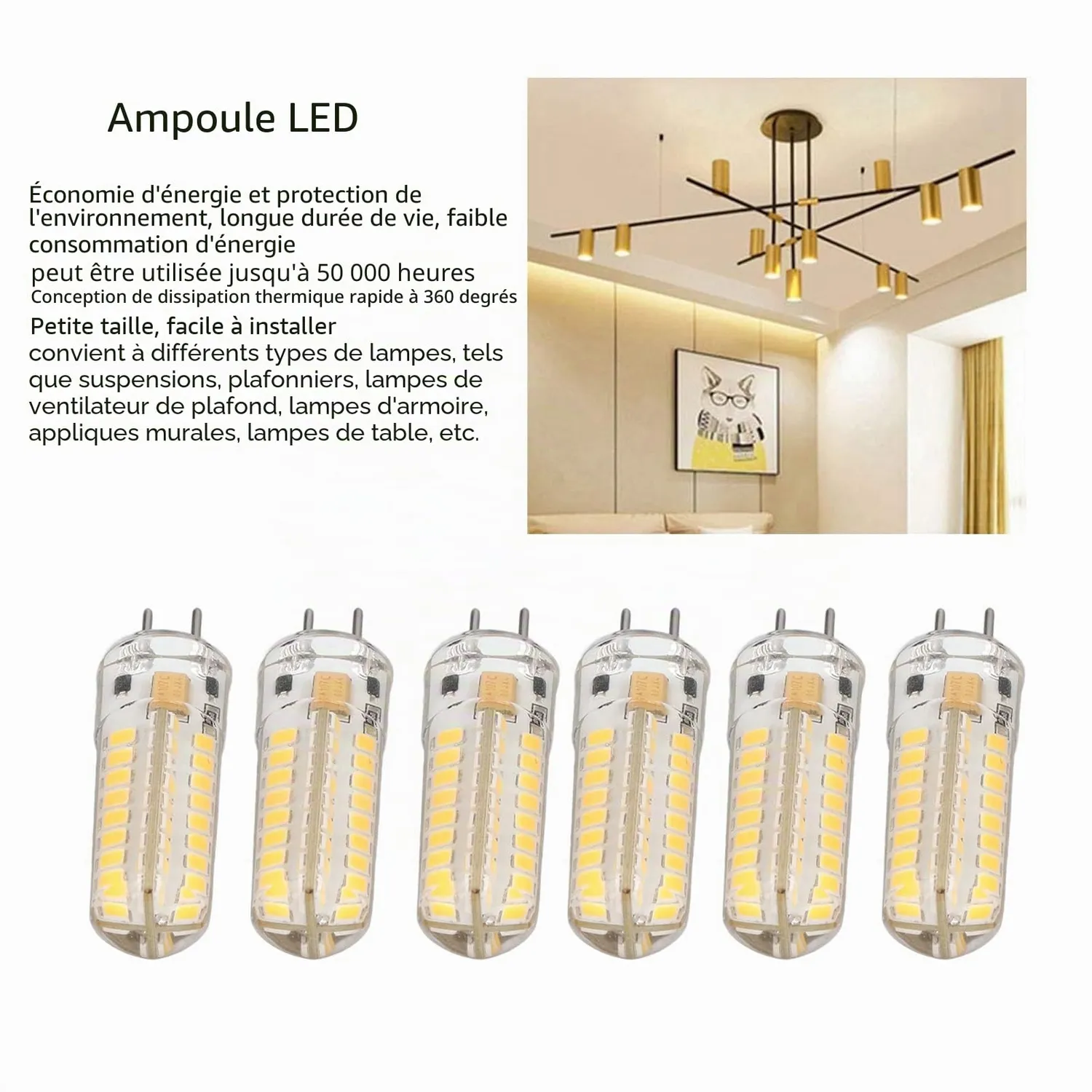 Garosa GY6.35 ampoule LED 7 W lumière chaude, lot de 6