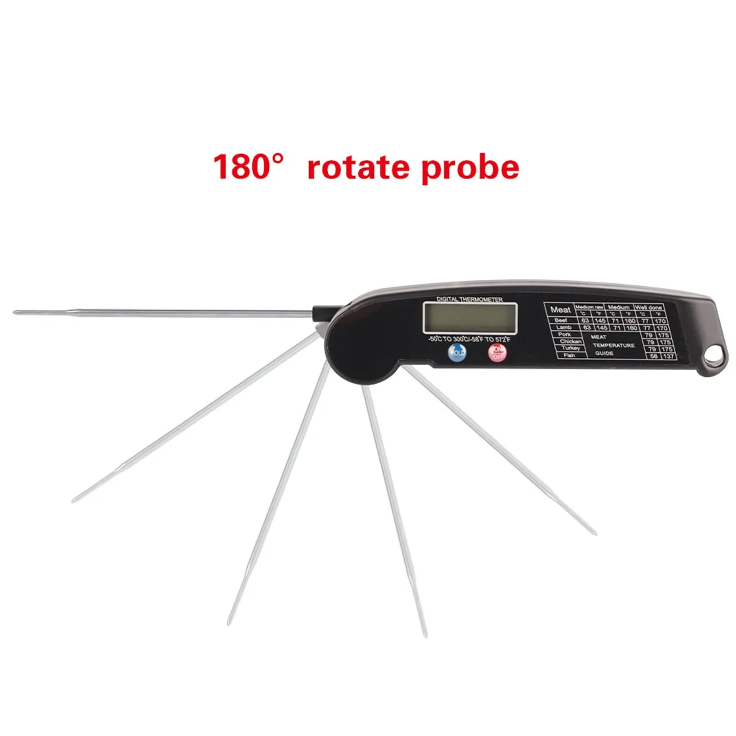 Garosa thermomètre cuisine digital sonde pliable LCD
