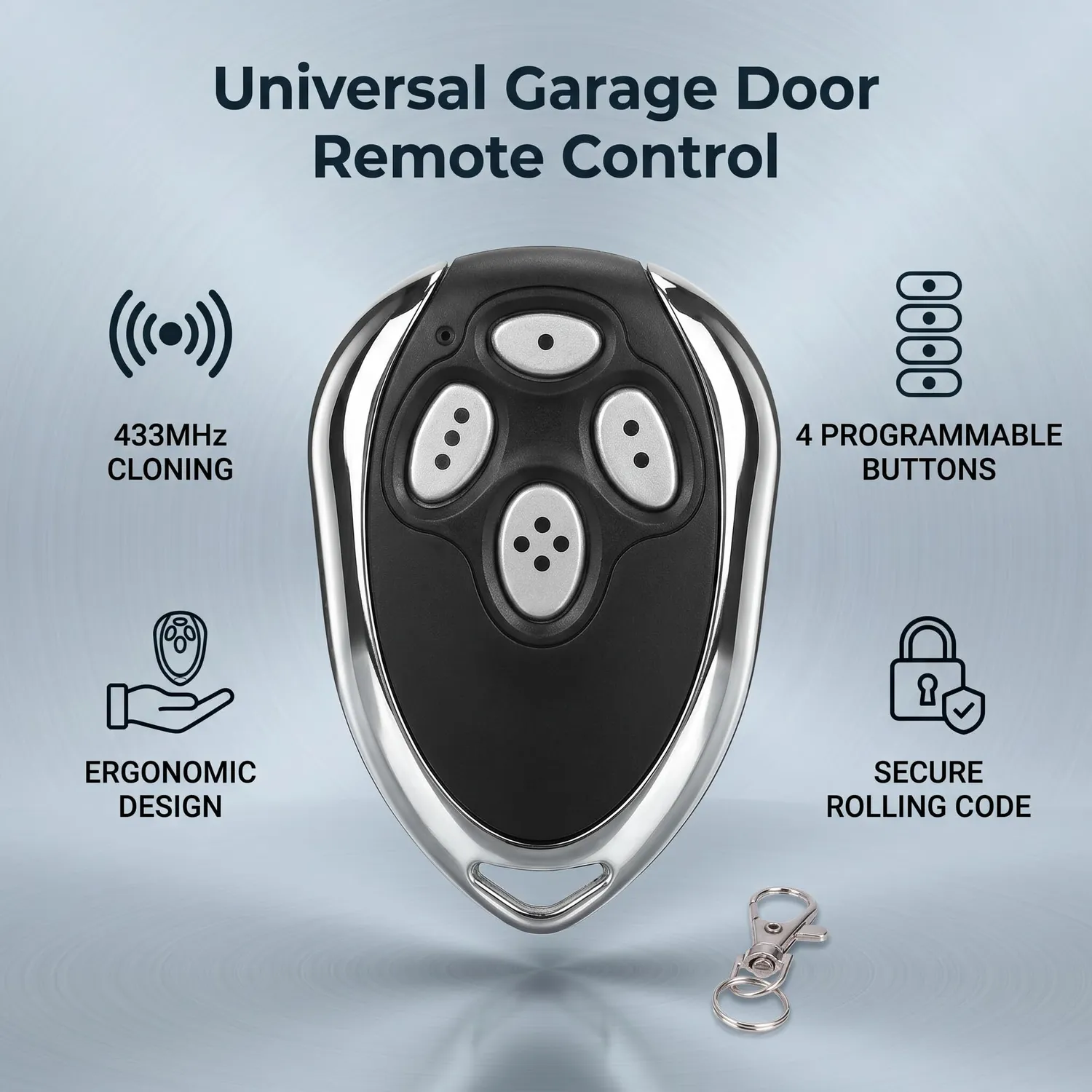 Garosa Télécommande rolling code porte de garage 4 boutons 433,92 MHz