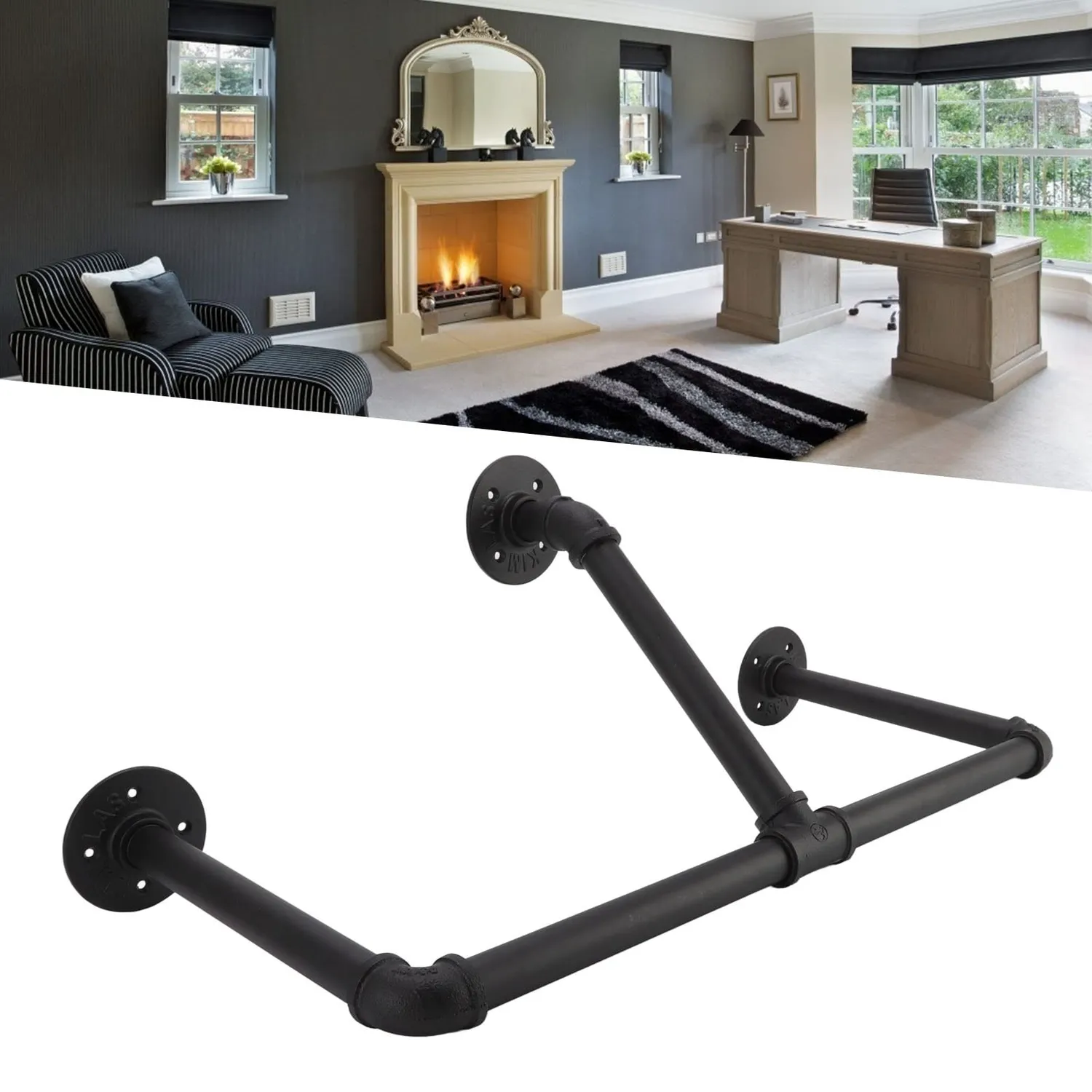 Garosa porte-manteau mural fer forgé 56x27x26cm industriel