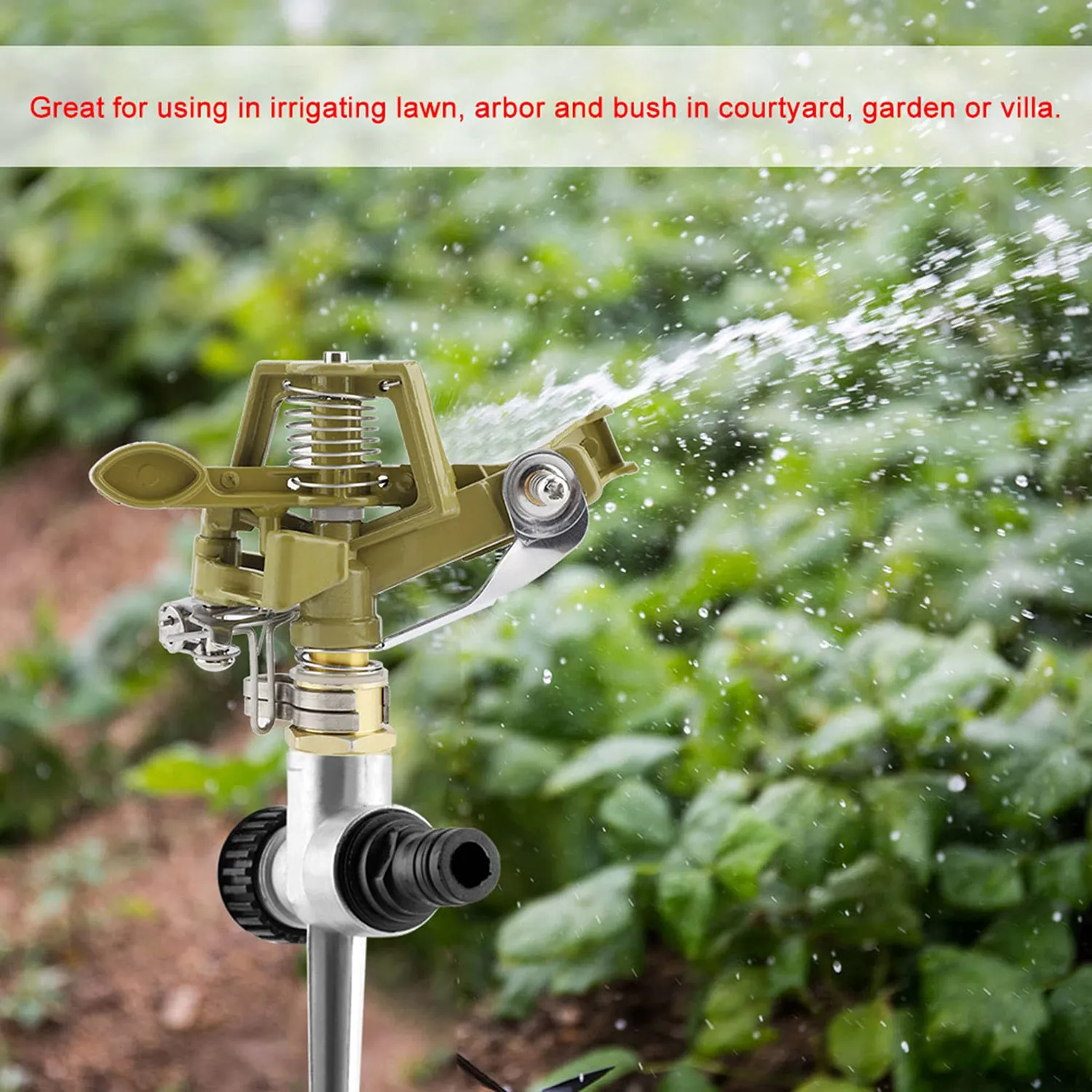 Garosa arroseur de jardin rotatif 360° à piquer, insert en zinc