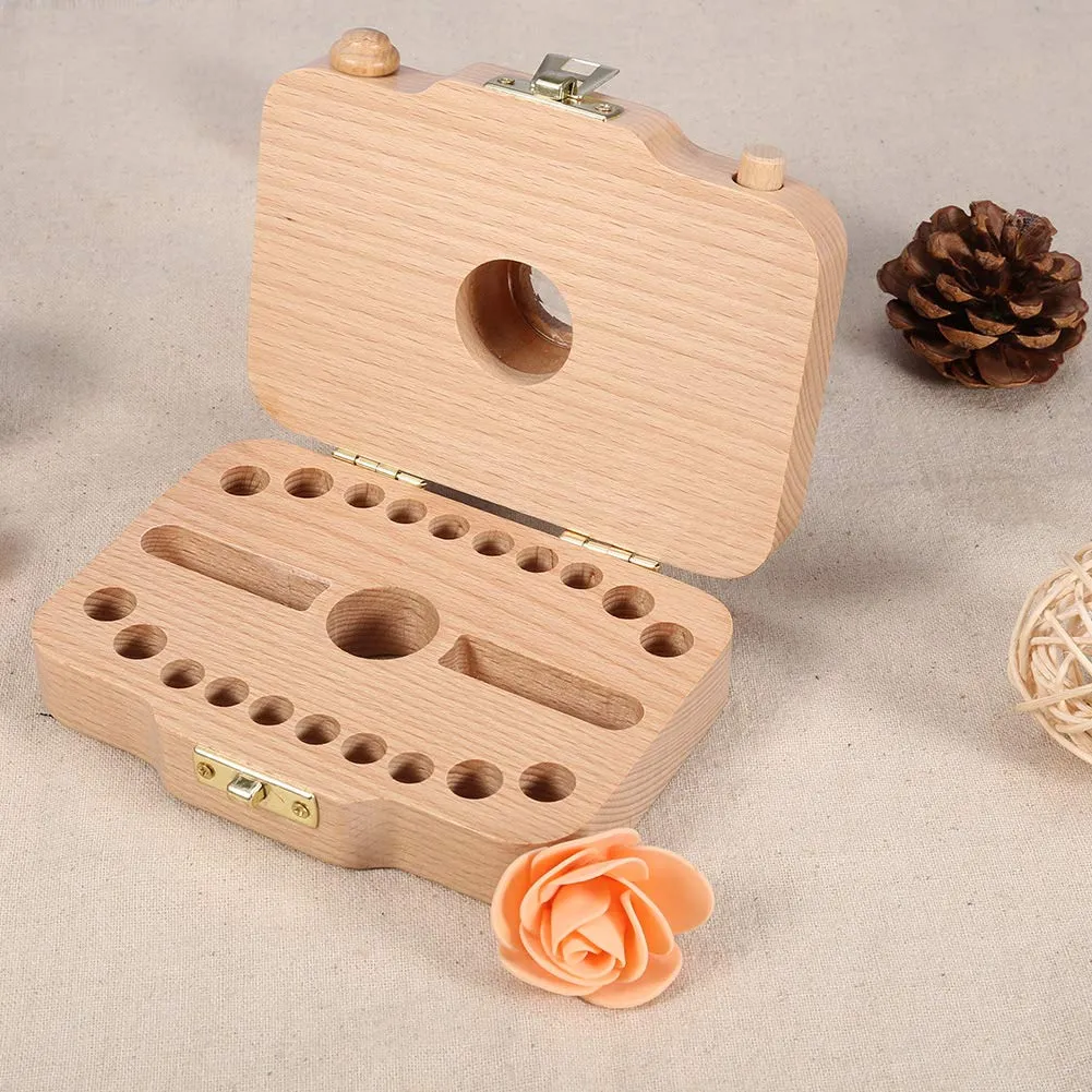 Garosa boîte à dents de bébé en bois grise