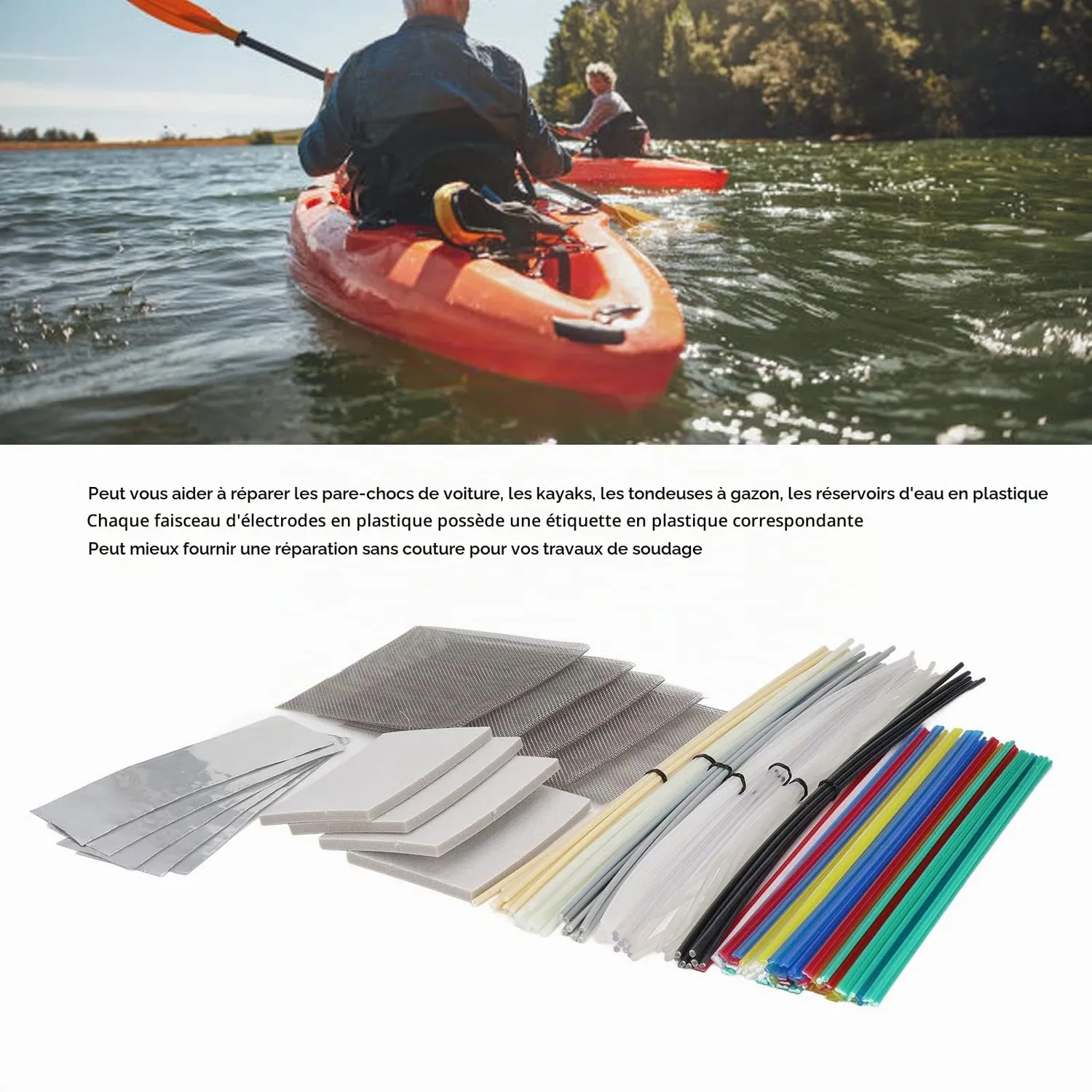Garosa Kit baguettes soudure plastique 106 pièces 7 types