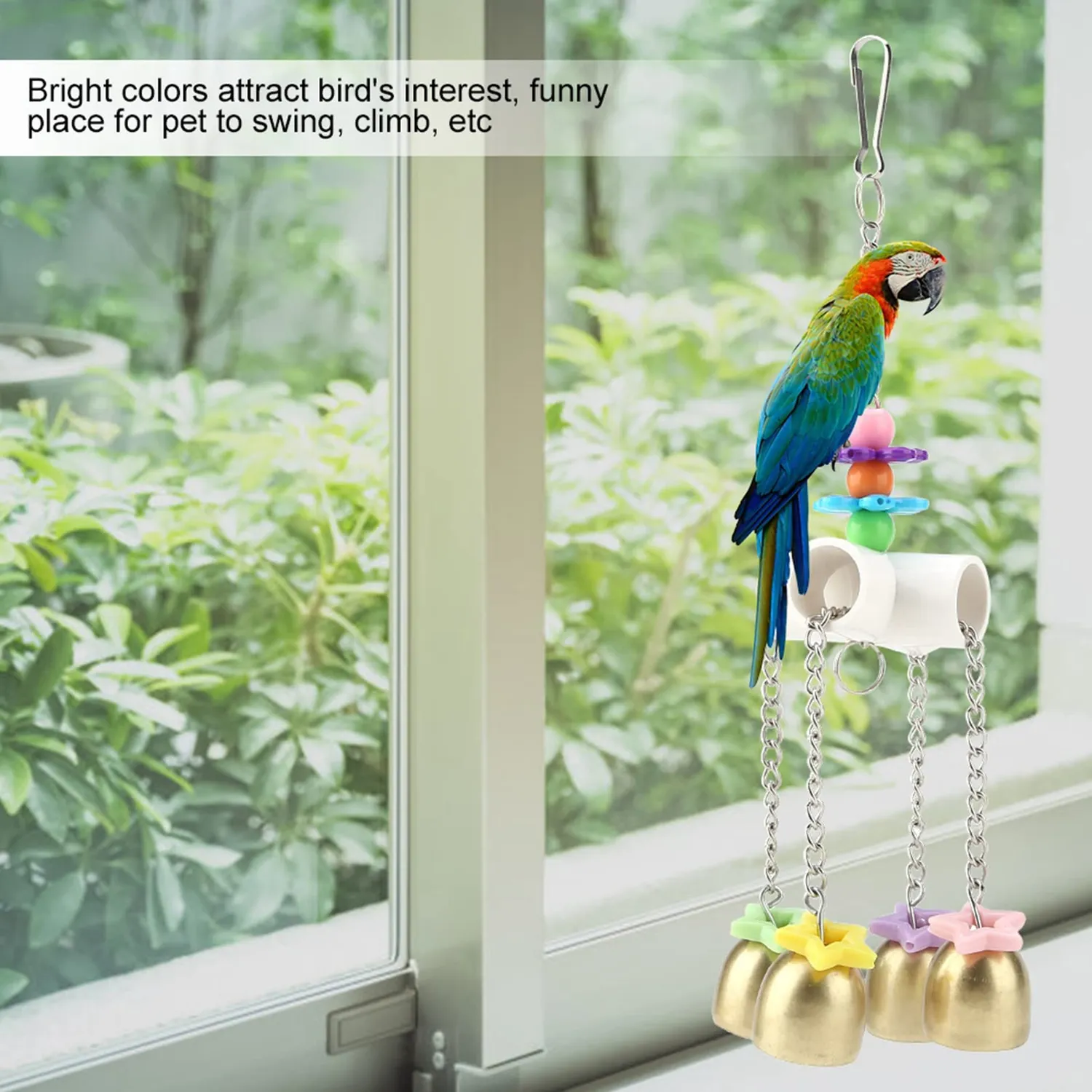 Garosa balançoire jouet pour perroquet avec clochette 26 cm