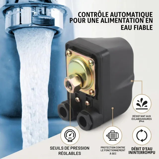 Garosa contrôleur automatique de pompe à eau G1/4 pressostat 250 V