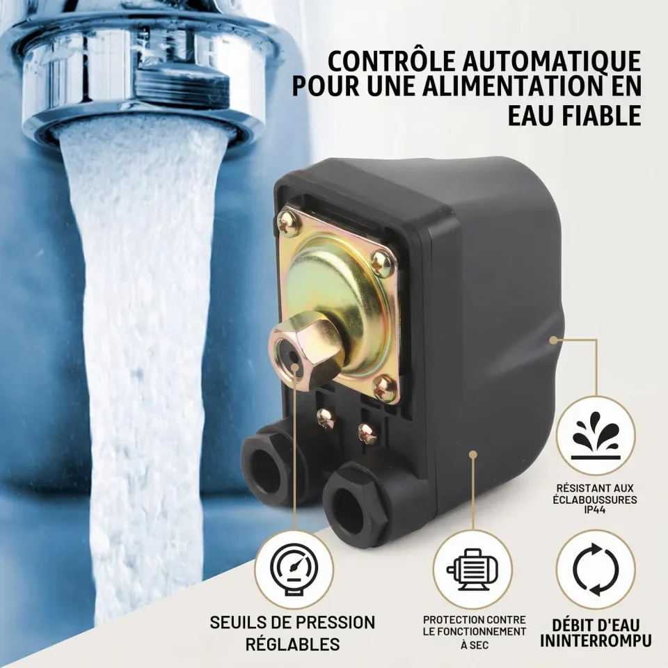 Garosa contrôleur automatique de pompe à eau G1/4 pressostat 250 V