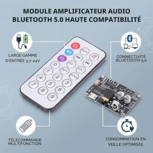Garosa XY-WRBT carte amplificateur audio Bluetooth 5.0 stéréo