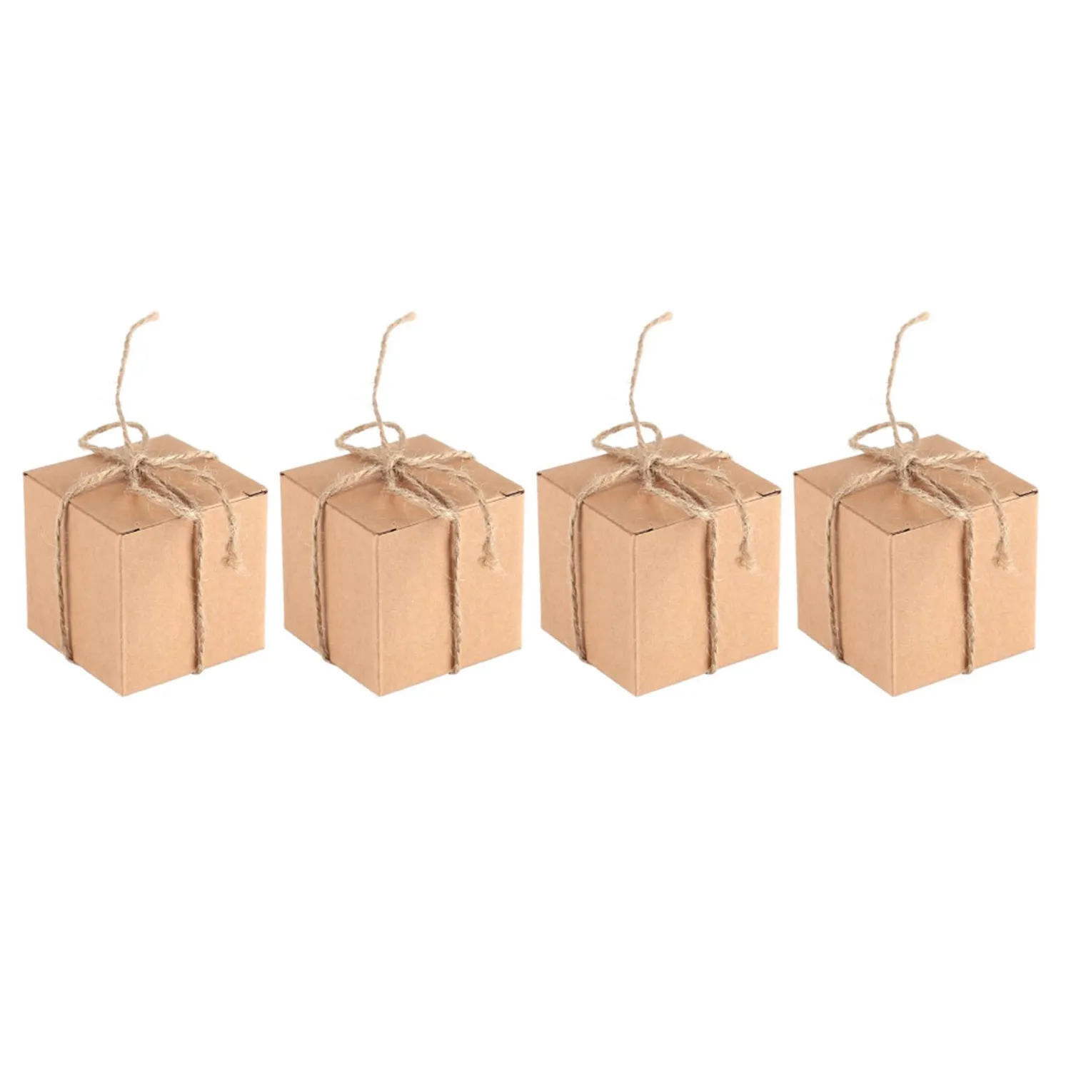 Garosa boîtes à bonbons kraft 5 x 5 x 5 cm, lot de 50, avec ficelle
