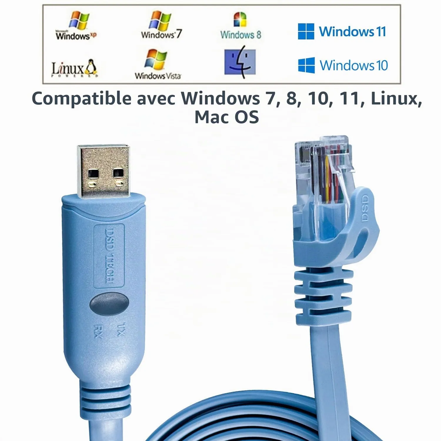 DSD TECH SH-RJ45P Câble USB Console RJ45 1,8m PL2303