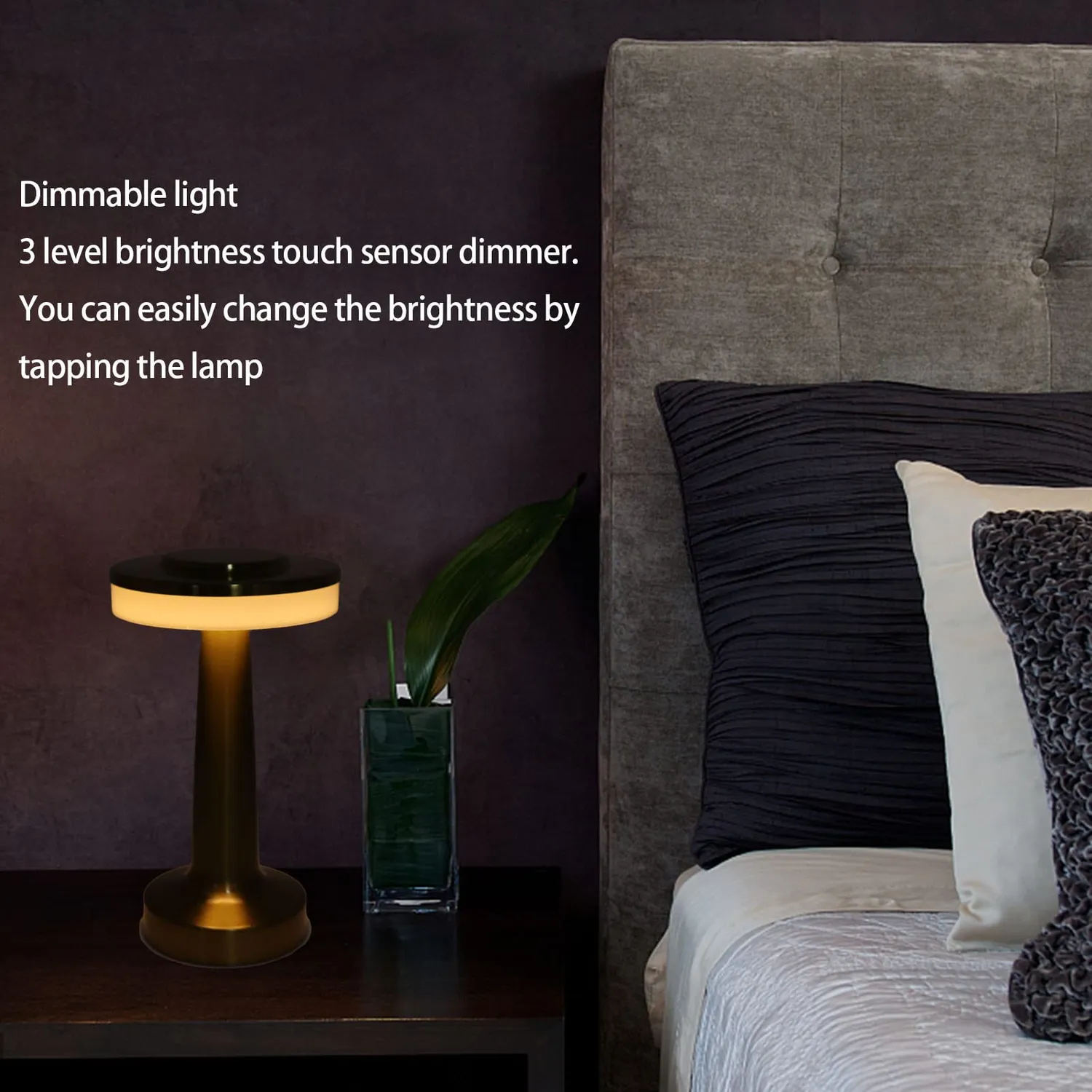 Garosa lampe de table LED tactile rechargeable USB 5 V 1 W, 3 intensités