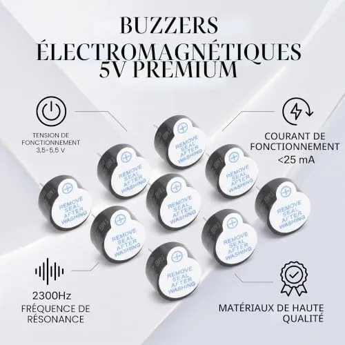 Garosa buzzer électromagnétique 5 V actif 10 pièces